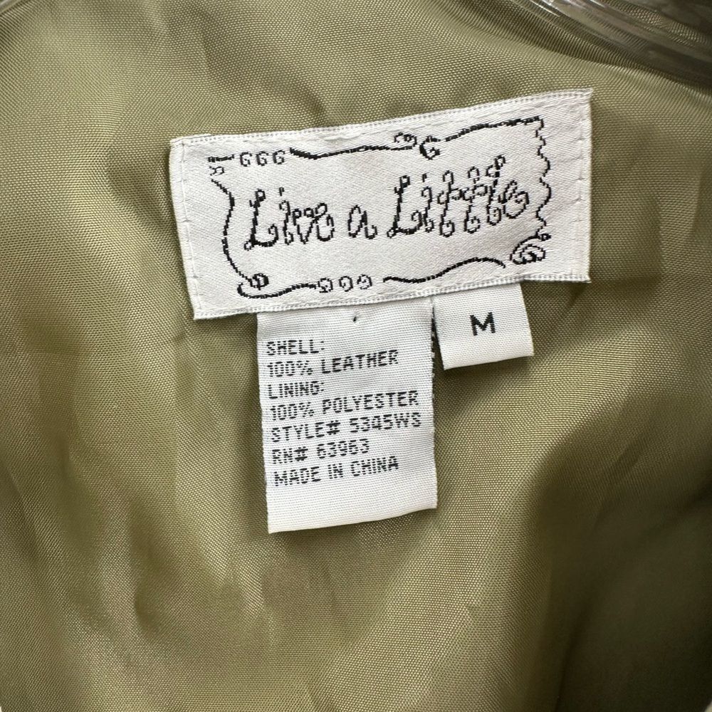 Vintage Live A Little Y2K Chartreuse Green Suede Leather Blazer Jacket Size M - Picture 6 of 9